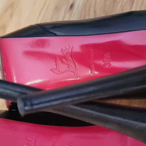 INC CHRISTIAN LOUBOUTIN ⚫️ kid leather "Bianca" 140 black sz 36.5, +box - Picture 6 of 12